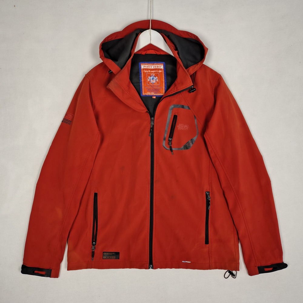 Point Zero Mens Softshell Hooded Jacket Orange Weather Protection L Tech-00/10
